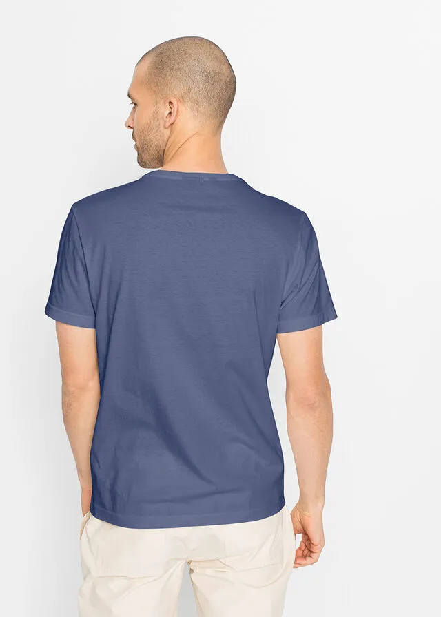 Camiseta (5 unidades) Blanco + gris jaspeado + azul medio + añil + azul oscuro